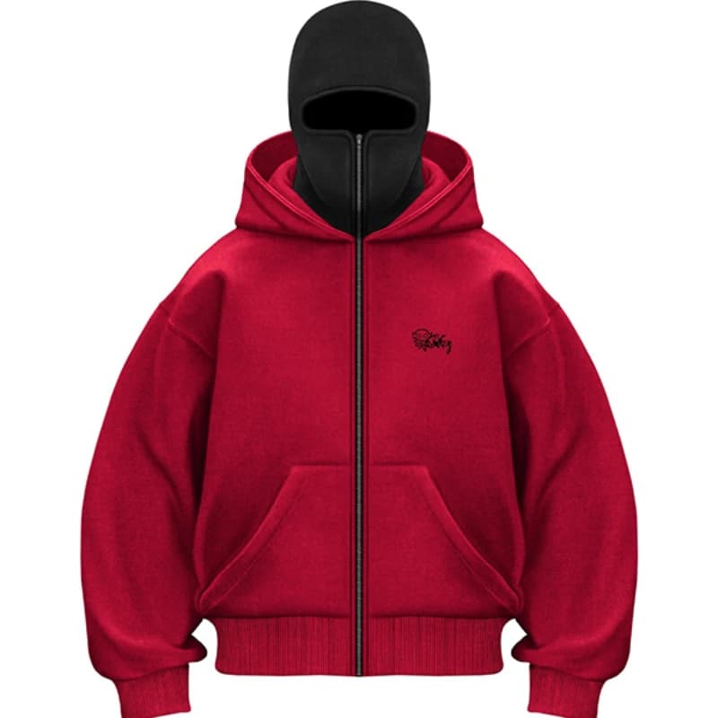 Y2K Ninja Harajuku sweat à capuche zippé chaud Double couche veste froide à la mode motif brodé fran