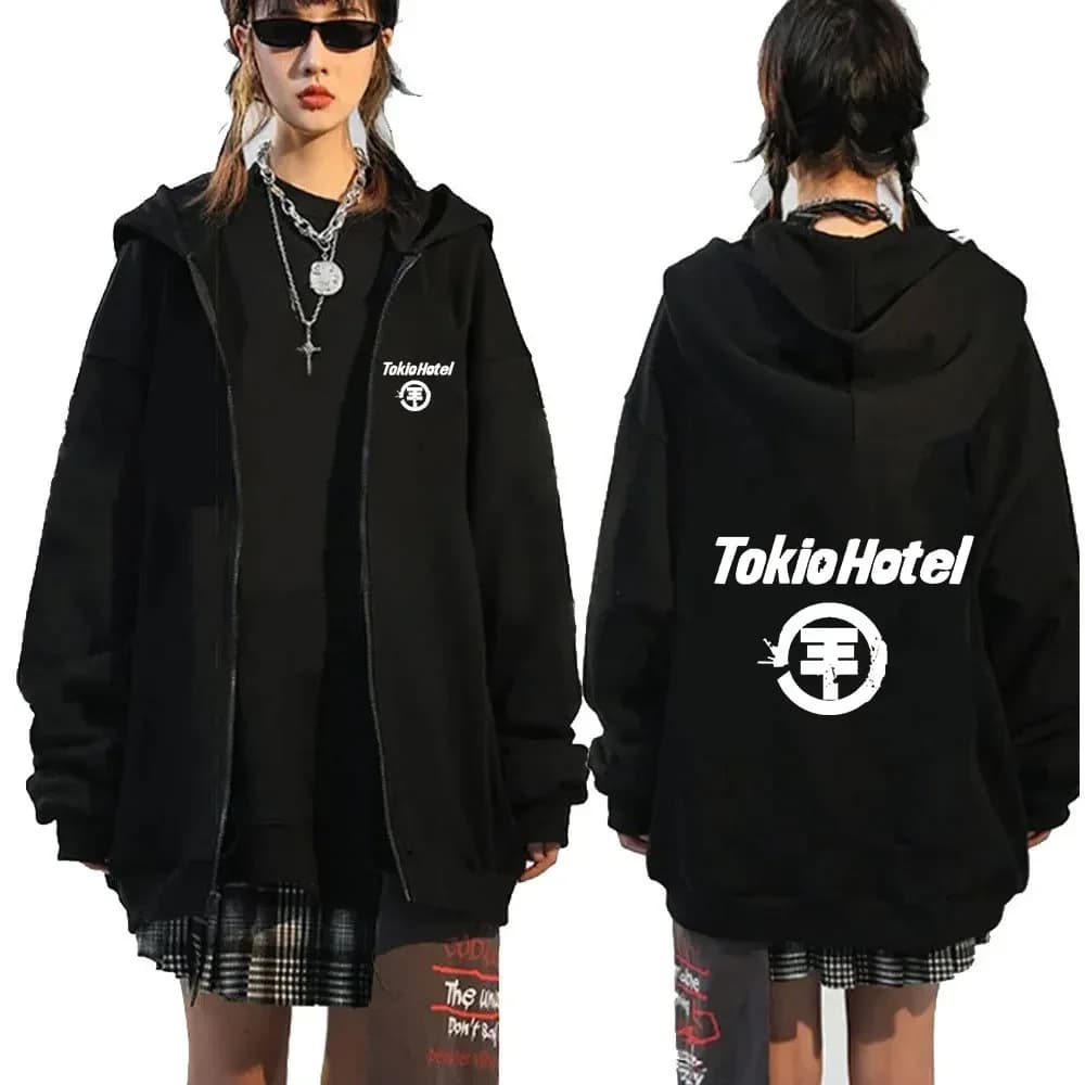 Tokio Hotel sweat à capuche groupe de Rock Kaulitz imprimer sweat à capuche avec fermeture éclair po