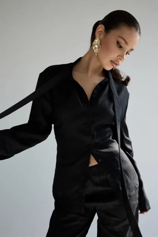 Chemisier 100% Coton pour Femme, Nouvelle Collection Printemps, avec Ceinture à Nouer et Ruban Flott