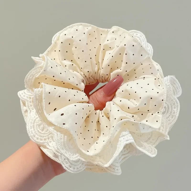 Nouvelle élastique à cheveux en dentelle à pois inspirée du ballet, accessoire doux et élégant pour 