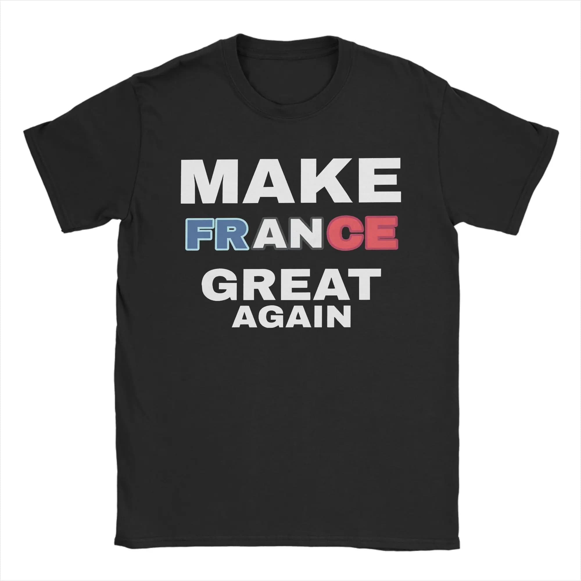 T-shirt pour hommes en coton pur, col rond, à manches courtes, idée cadeau, « Make France Great Agai