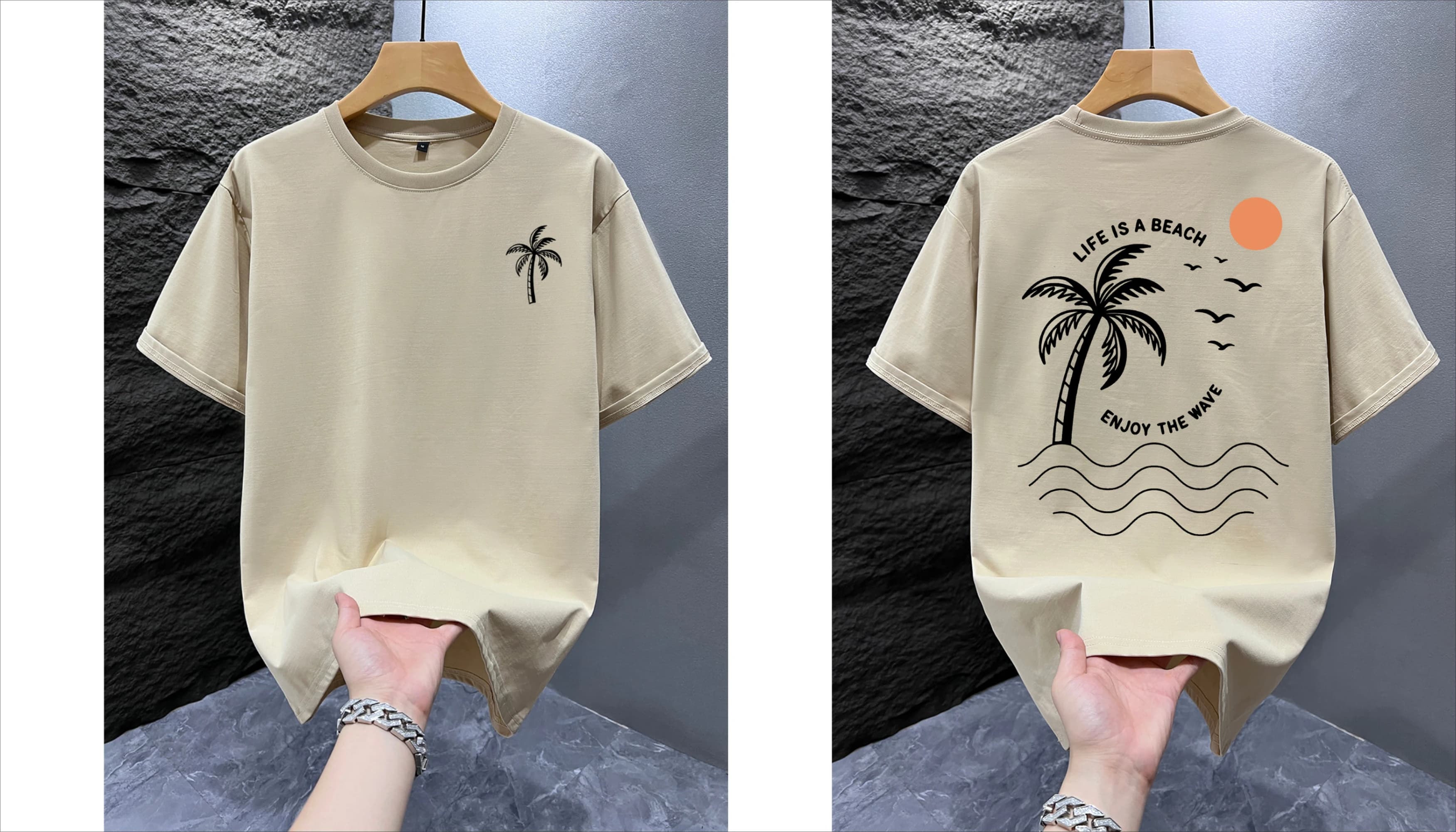 T-shirt graphique Life Is A Beach Palm Tree pour hommes et femmes, streetwear d'été, manches courtes