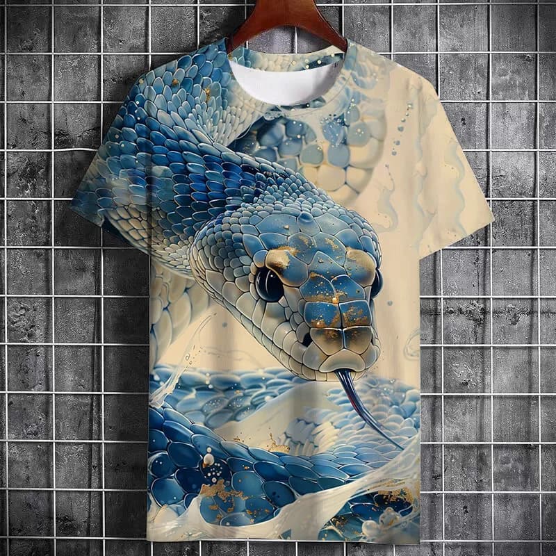 Serpent graphique T-Shirts Animal impression 3D hommes femmes à manches courtes t-shirt Streetwear surdimensionné Y2K