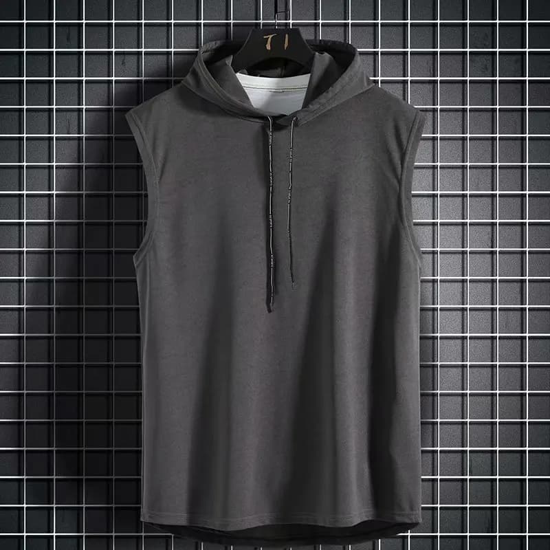 Couleur unie 2023 flambant neuf hommes débardeurs gilet sans manches t-shirts pour homme à capuche h
