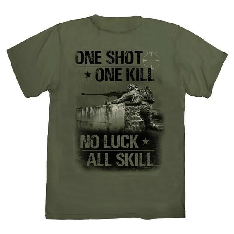 One Shot One Kill. T-shirt de tireur d'élite de soldat marin, T-shirt de tireur d'élite Été Coton Ma