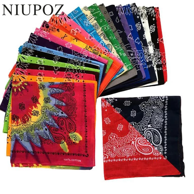 Nouvelle mode Hip Hop 100% coton Bandana carré écharpe 55 cm * 55 cm noir rouge Paisley bandeau impr