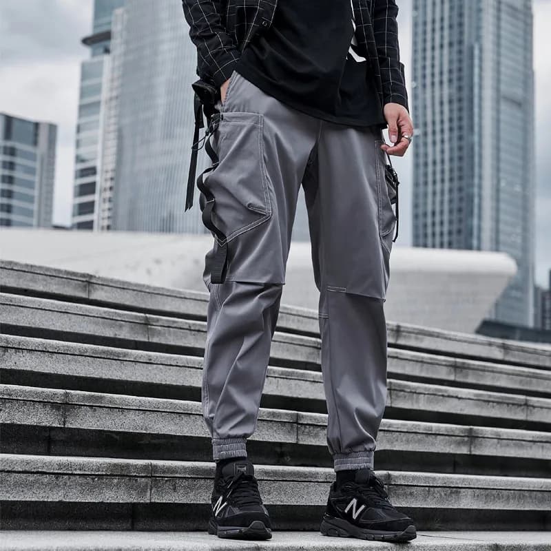 Nouveaux Joggers Cargo pantalon hommes mode rubans poche sarouel pantalons de survêtement hommes Hip