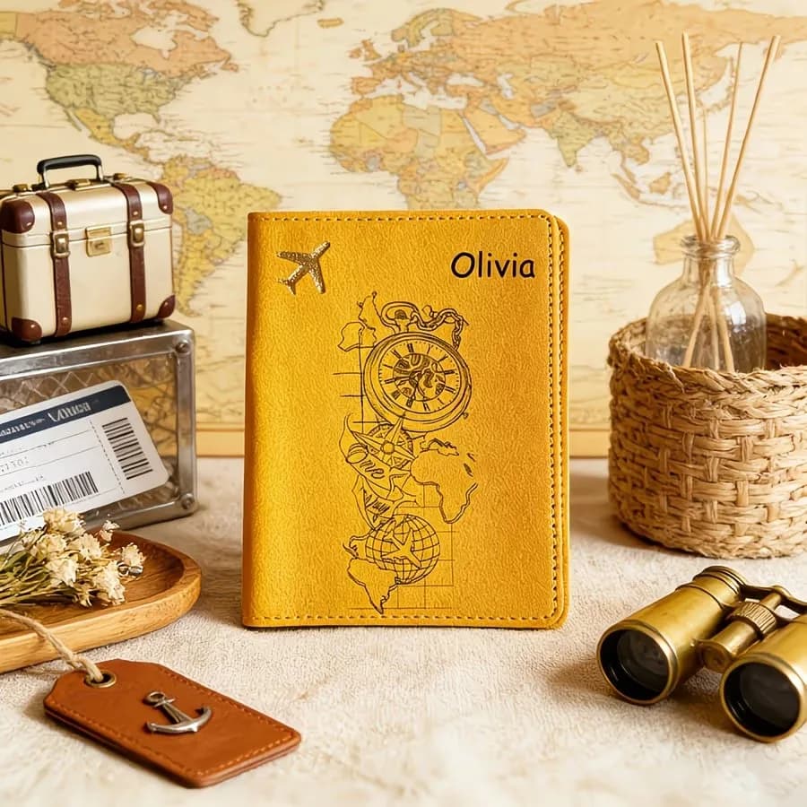 Porte-passeport et portefeuille de voyage personnalisés sur mesure | Nom/Texte personnalisé | Ho