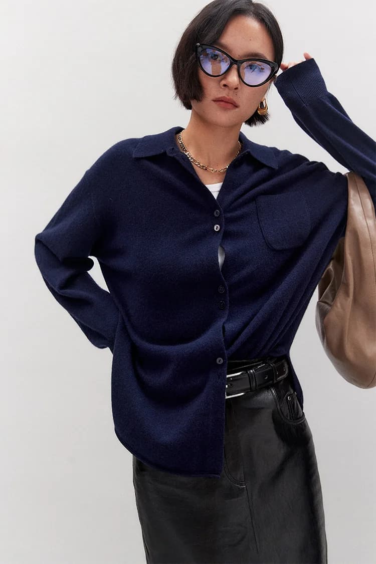 Chemise en tricot de laine et cachemire OS Gao Zhi Tong Qin Lu, modèle avancé et exceptionnel pour i