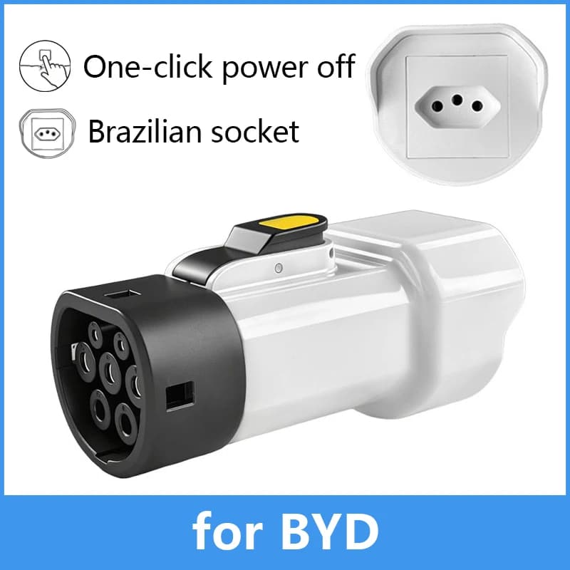 EVqiaoyi Type2 V2L Déchargeur avec bouton de mise hors tension 16A MG BYD Prise véhicule à charge po