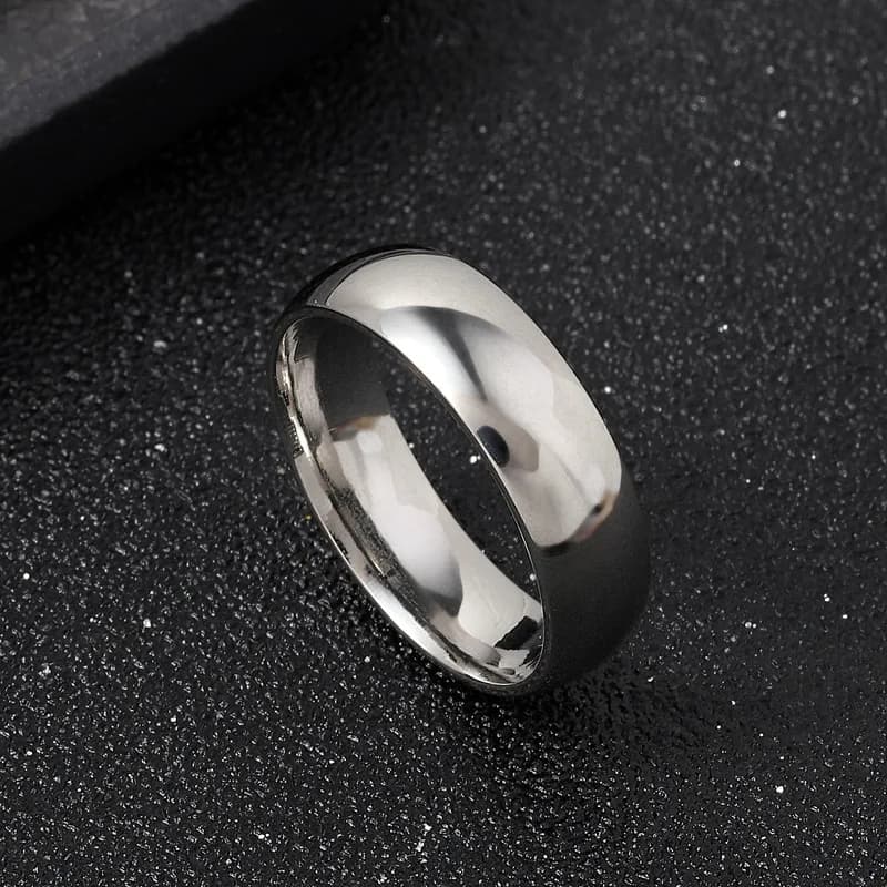 Bague de bijoux à breloques pour hommes et femmes, anneaux noirs en acier inoxydable, bande de fianç