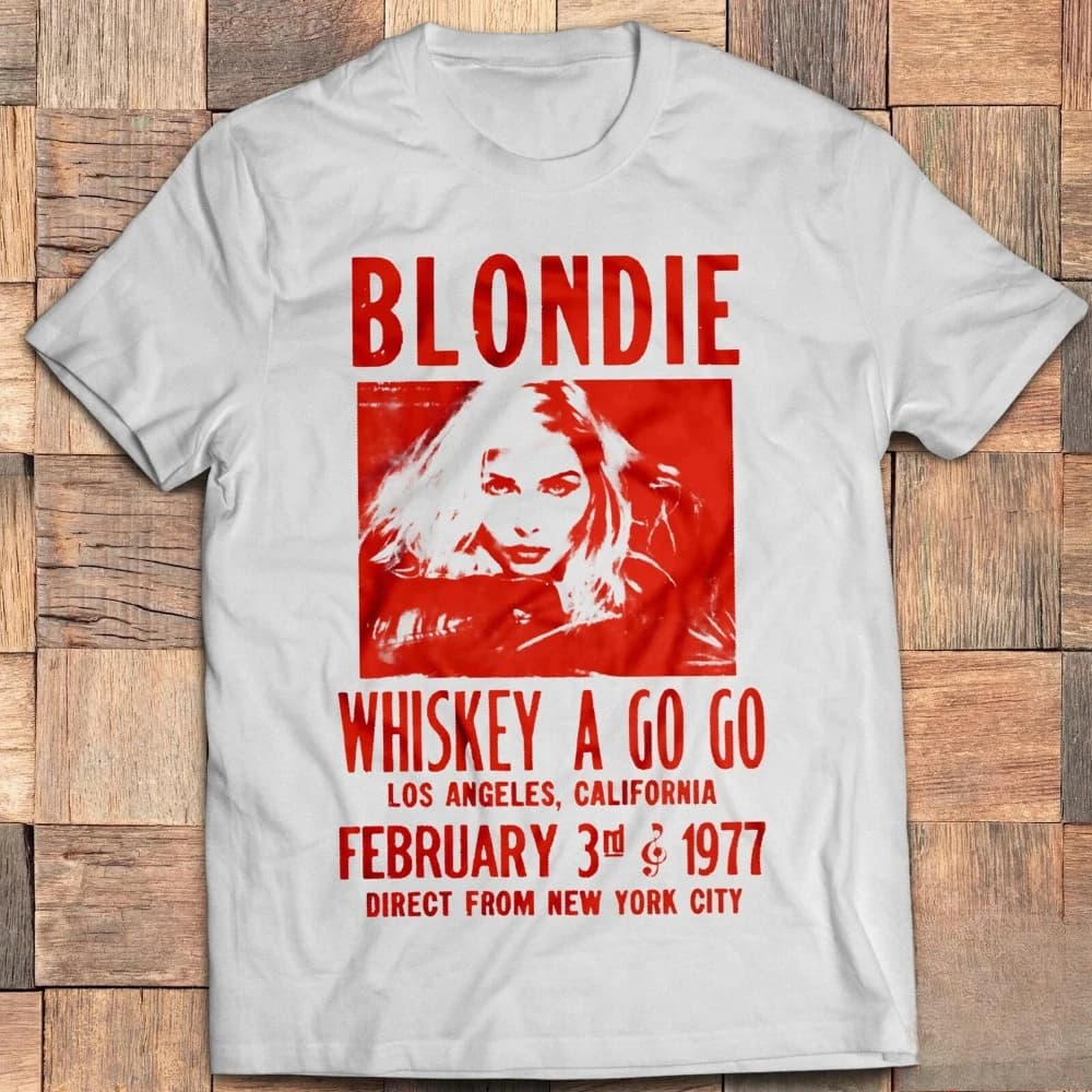 T-shirt avec affiche de concert Blondie Whiskey A Go Go Los Angeles, Debbie Halle, Chris Stein, chem