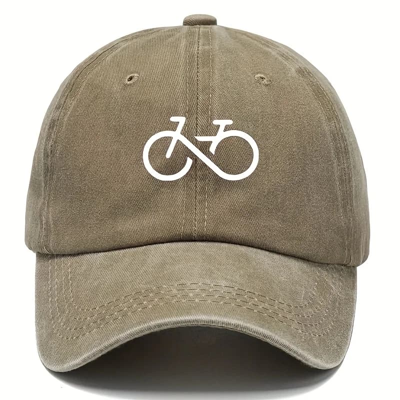 Casquette de baseball imprimée vélo vintage au design géométrique blanc pour la course, la randonnée