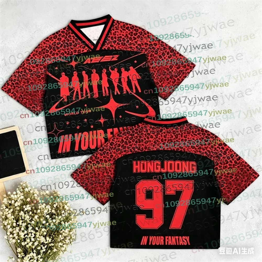 2026Cute Ateez Cartoon Characters Baseball Jersey Gift For Fan Summer Streetwear Trend Women Men Bas