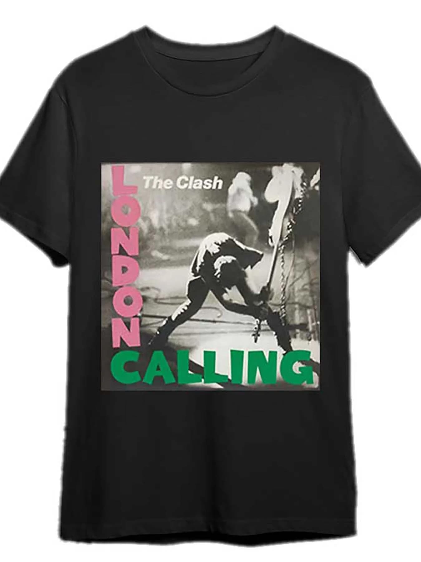 T-shirt rétro pour homme The Clash « London Calling » - T-shirt imprimé avec l'album et la chanson,