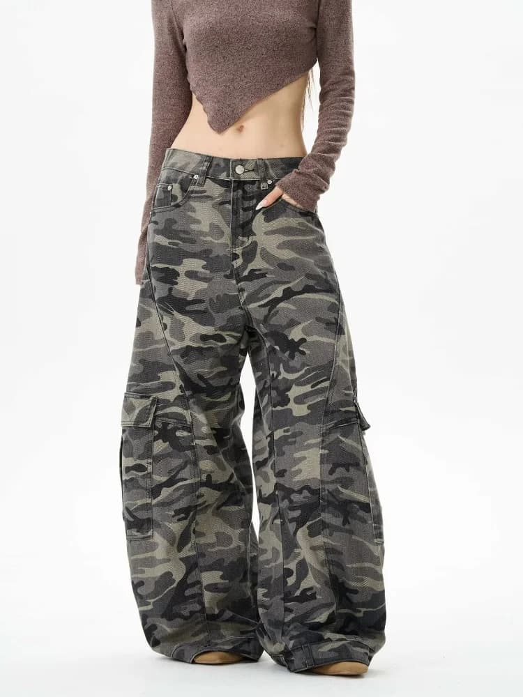 2025 Trashy Y2K Streetwear Camouflage Baggy Cargo jean pantalon pour femmes 90S Vintage vêtements la