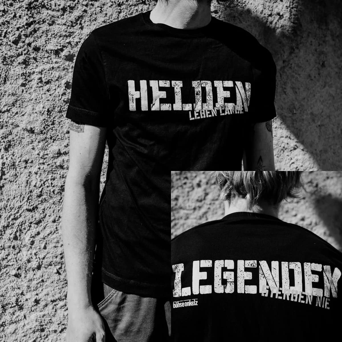 T-Shirt en coton avec image graphique Helden De Tioz Böhse Onkelz pour hommes et femmes, Streetwear