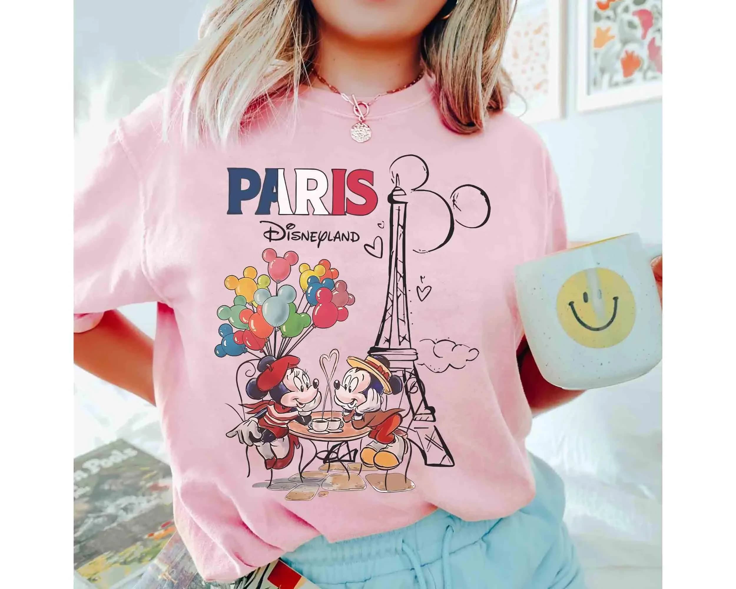 T-shirt vintage Mickey, Minnie, Disneyland Paris, T-shirt Tour Eiffel, T-shirt Disney Girls' Journey