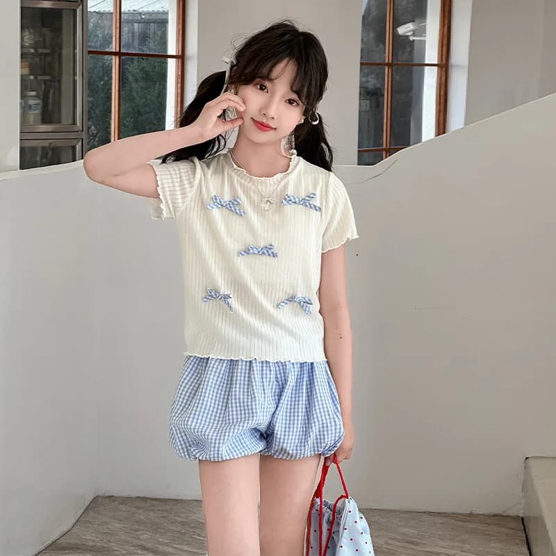 Ensembles de vêtements pour adolescentes, tenue d'été pour Fitness, vêtements coréens pour enfants,