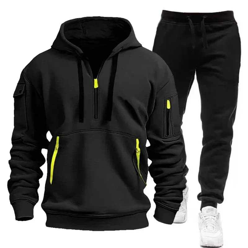 2025 Spring Autumn Fashion Trend Men Hooded Clothes Pants Sweatshirt Zipper Casual Clothinfg Persona