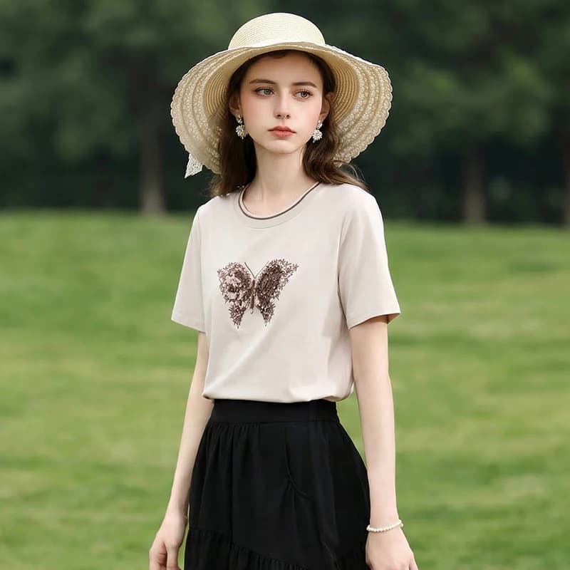 I BELIEVE YOU T-shirt élégant à manches courtes et col rond pour femme, Nouveauté été 2026, Haut déc