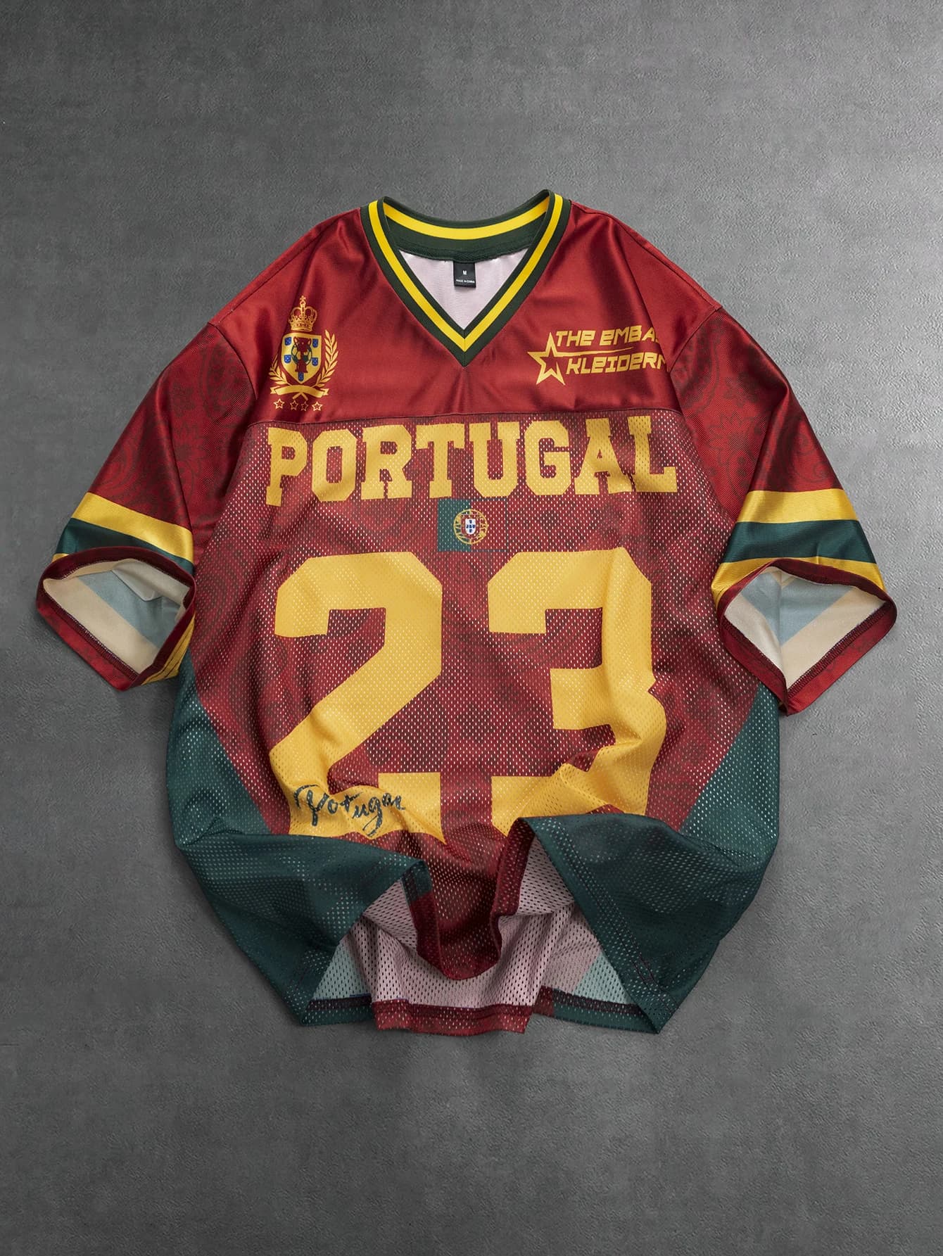 Maillot de football streetwear pour hommes, marque Portugal 23, imprimé, en maille polyester, rouge,