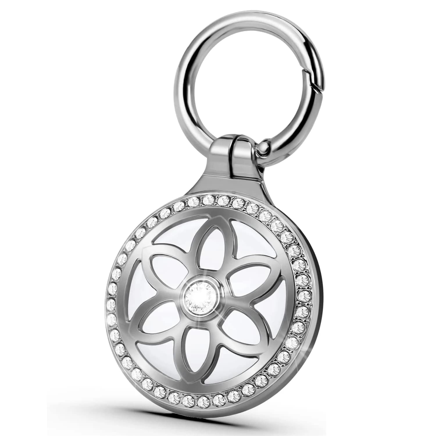 Porte-Airtag, porte-clés Airtag avec badge entièrement en métal incrusté de strass pour Apple Airtag
