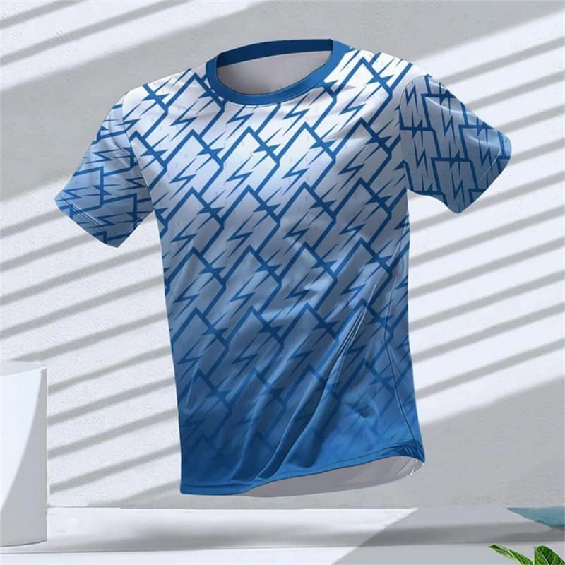 T-shirts de sport à motif géométrique Simple pour hommes, mode d'été, manches courtes, imprimés en 3