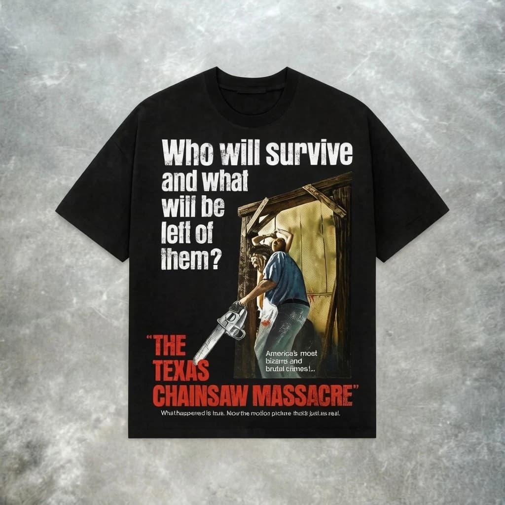 T-shirt « Texas Chainsaw Massacre » - Style classique d'horreur, version rouge Fexx Summer pour homm