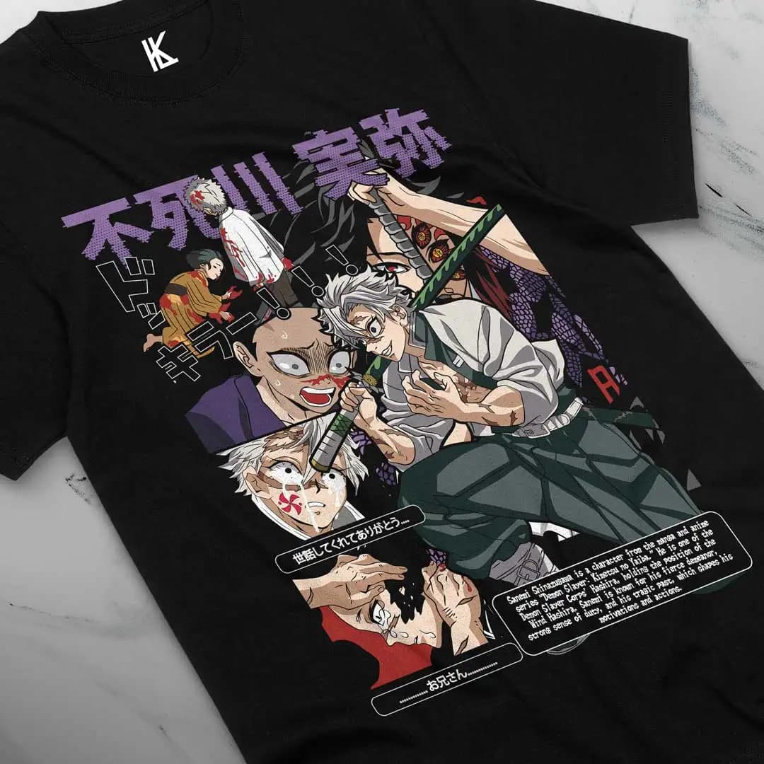 Sanemi Kokushibo chemise vent Hashira T-Shirt démon Slayer Anime T-Shirt Doma T-Shirt coton