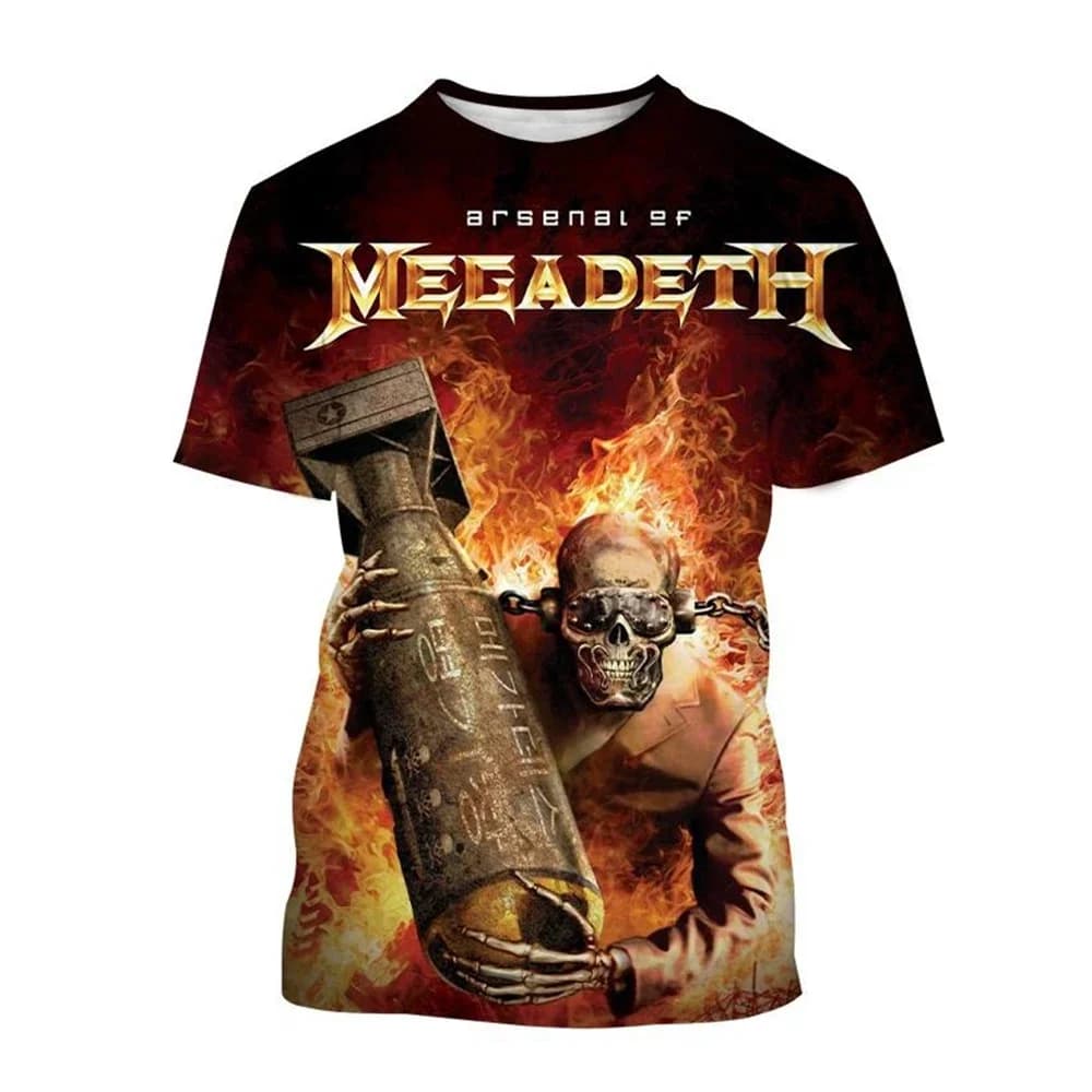 T-shirt rétro Megadeth Tour : motif 3D de style officiel avec effet de douleur | Le souvenir de co