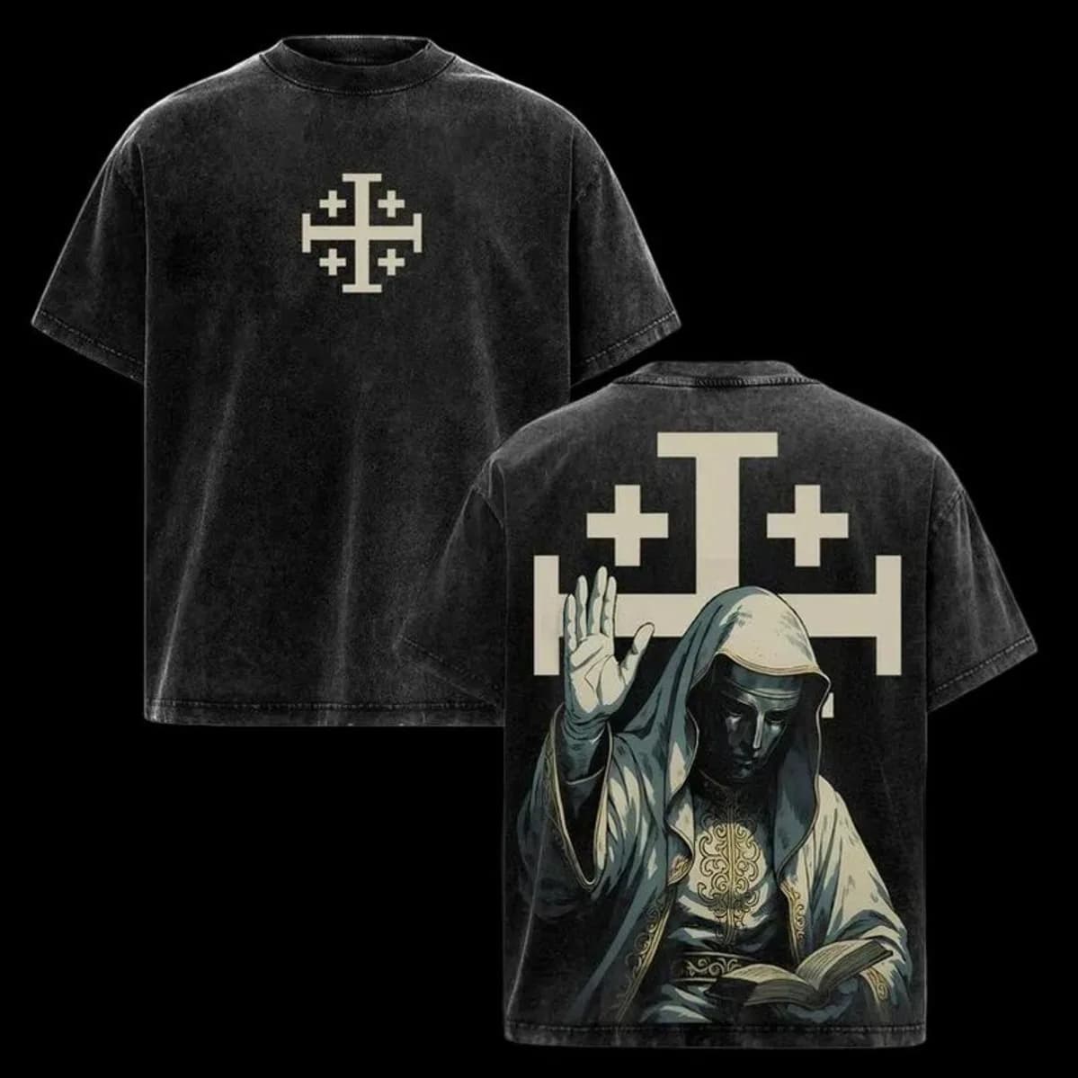 T-shirt graphique vintage Baldwin IV Crusader Leader Reborn en style streetwear, imprimé rétro, parf