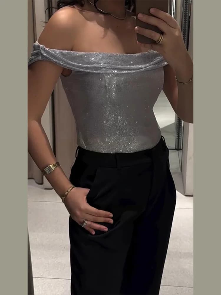Robes de soirée pour femmes, manches pailletées, Mini robe brillante, décolleté en V profond, gaine