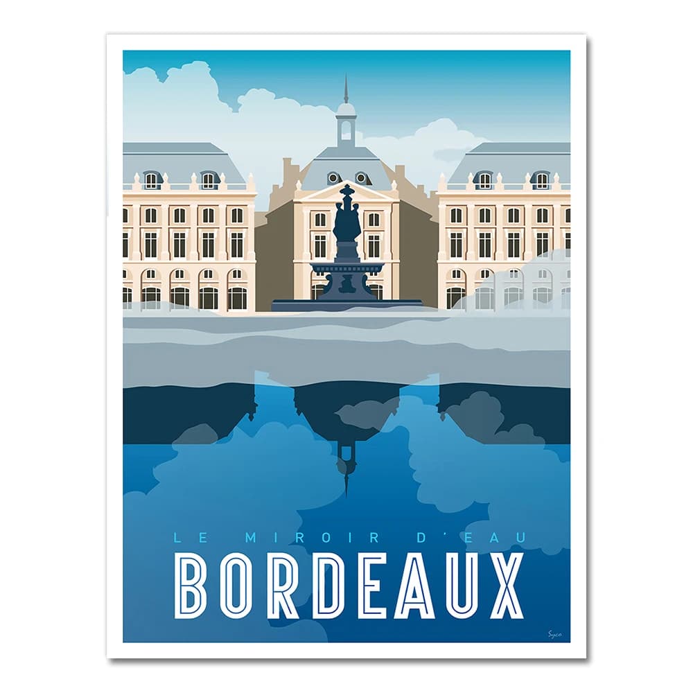Affiche Murale Vintage en Papier Kraft avec Carte de Voyage, Bordeaux, France, Vin, Pays, Impression