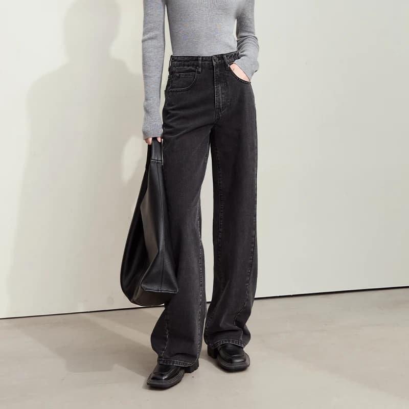 AMII 2025 femmes jeans automne mode denim vintage décontracté bureau dame pantalons lâche jambe larg