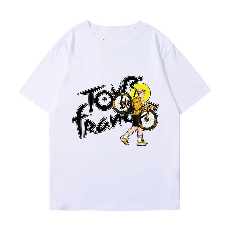 T-shirt Cyclisme Tour de France Pogacha – Nouvelle Collection Été – Col Rond – Vélo de Route – Coton