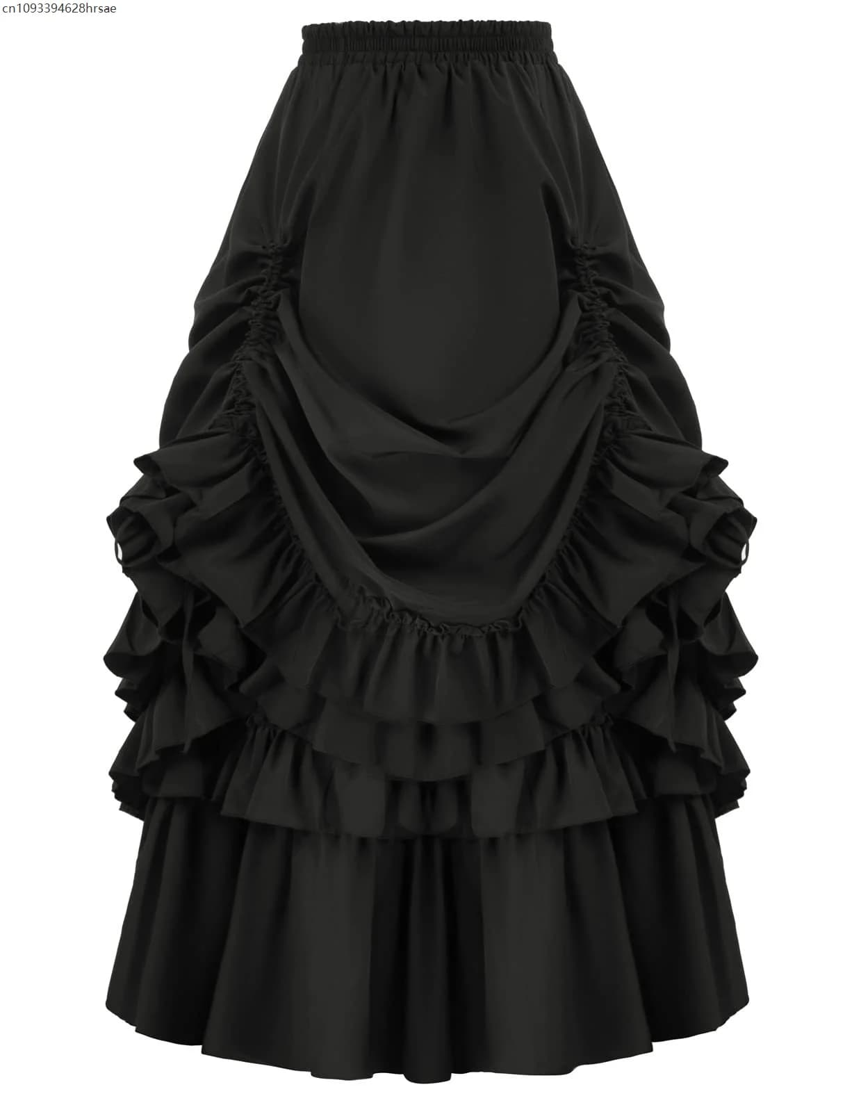 Femmes Steampunk gâteau jupe Rock gothique avec cravate cintrée Vintage victorien fête femme plis dé