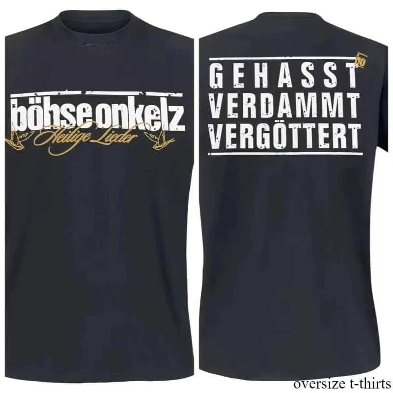 T-shirt Böhse Onkelz Vintage Lavé, Motif Groupe Punk Rock, Unisexe, Coupe Oversize, Col Rond, Coton,