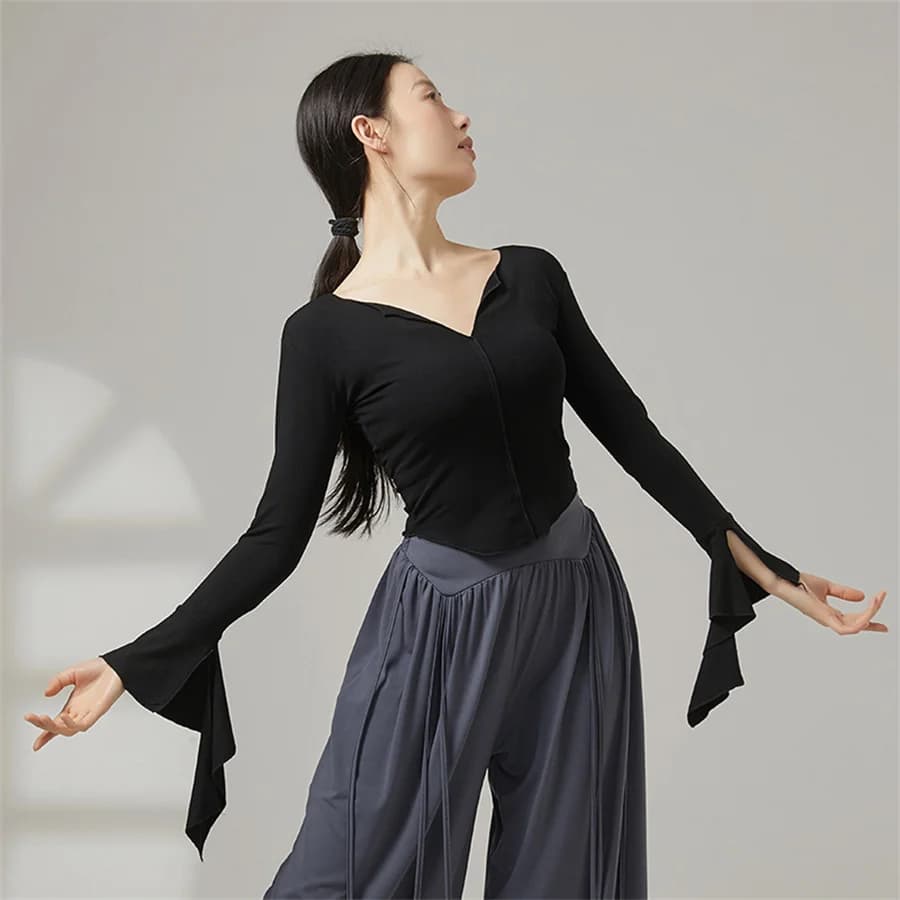 T-shirt de danse moderne pour femmes, en viscose douce, haut de danse classique pour adultes, haut d