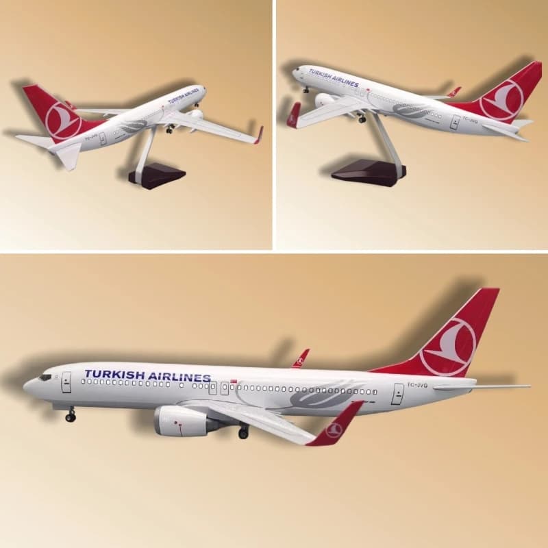 Modèle d'avion Boeing 737 Turkish Airlines à l'échelle 1:85, 47 cm, en résine moulée sous pression a