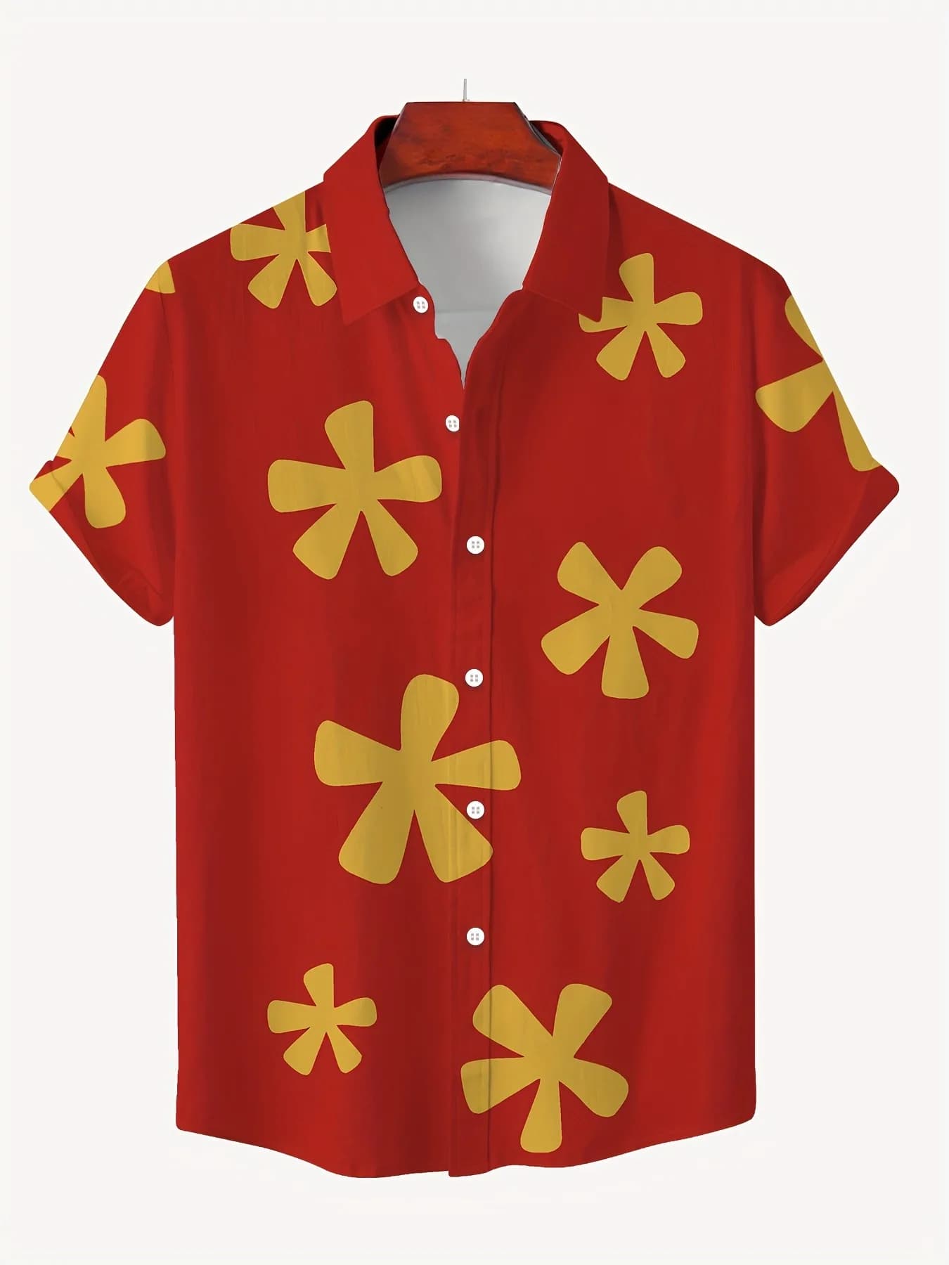Chemise à impression numérique 3D pour hommes à fleurs rouges