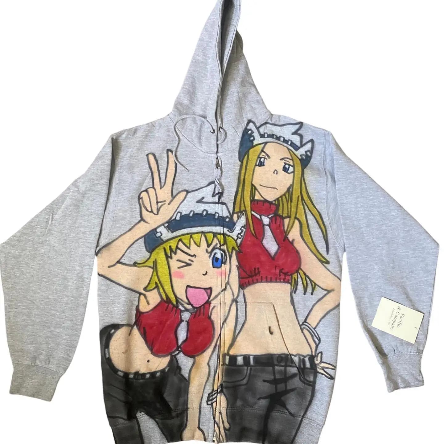 Sweat-shirt à capuche gothique japonais Y2K pour hommes et femmes, vêtements Harajuku, dessin animé