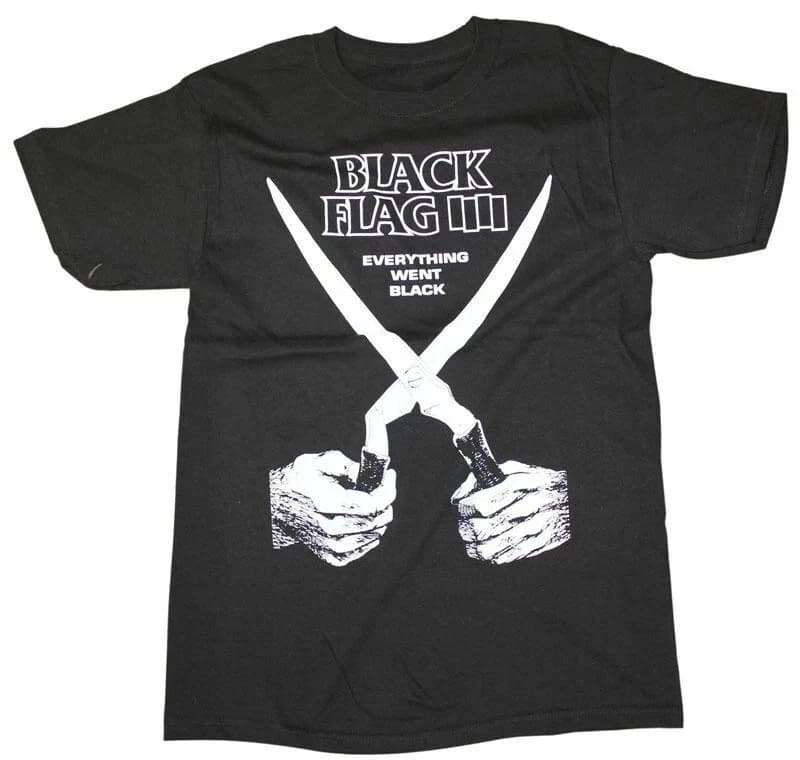 T-shirt commémoratif du groupe Black Flag pour l'album 'Everything is Black', chemise décontractée a