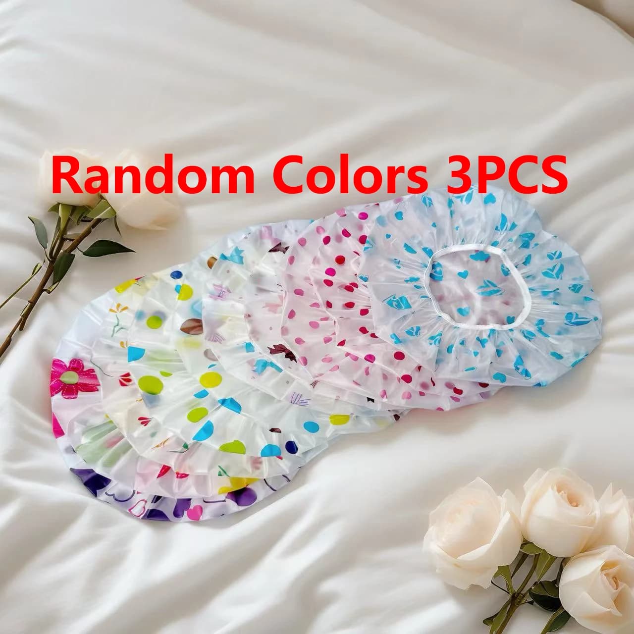 Lot de 3 bonnets de douche imperméables pour femmes, réutilisables, élastiques, grands, pour le soin