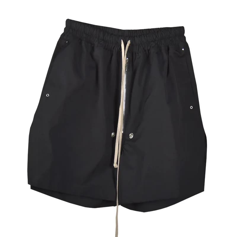 RO25 short de rue foncé pour hommes, pantalon quart avec fermeture éclair, bretelles à dérive, short