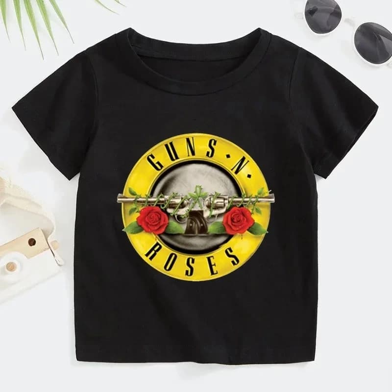 Rock Gun N Rose T-Shirt été enfants mode musique à manches courtes capote confortable vêtements adol