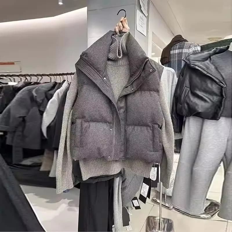 Corée Chic Streetwear personnalisé gilet court Parkas décontracté élégant gilet manteau haute rue Mo