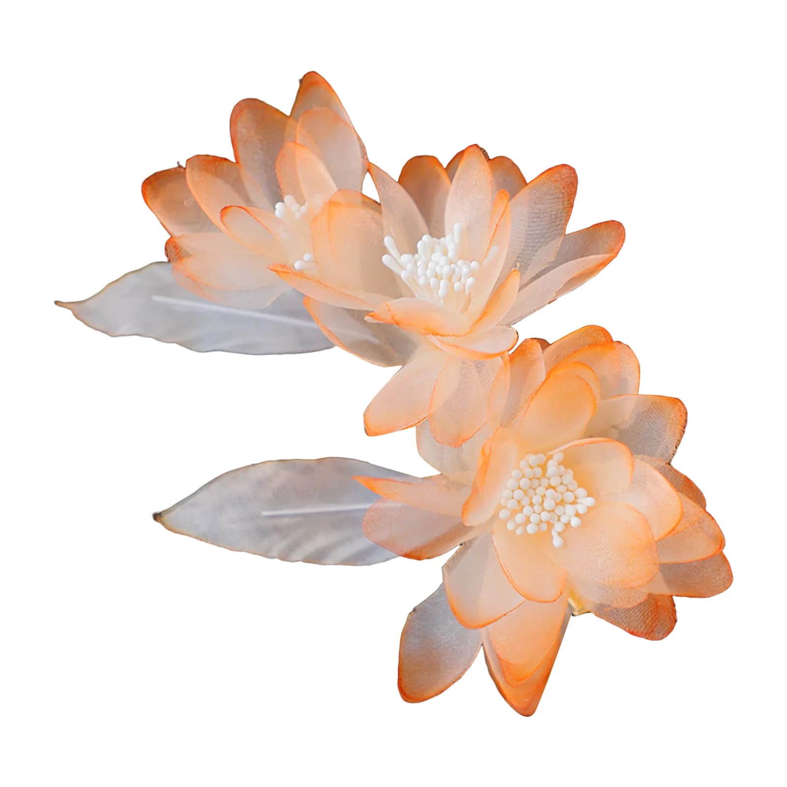 Pince à cheveux Vintage en gaze pour femmes, épingle à cheveux florale multi-pétales Orange, élégant