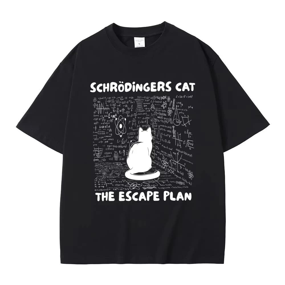 T-shirts humoristiques Schrodinger Cat The Escape Plan pour hommes et femmes, vêtements décontractés