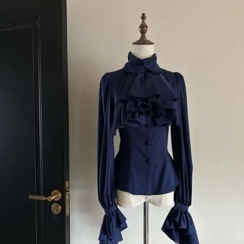 Blouses Vintage pour Femmes, Vêtements à Manches Longues avec Volants, Chemises Goth Tunique, Blusas
